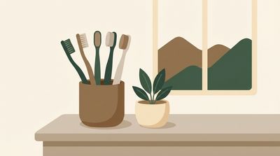 Illustration of different toothbrush options in warm earthy tones